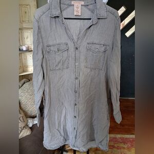Philosophy Gray Button-Up Shirt Dress